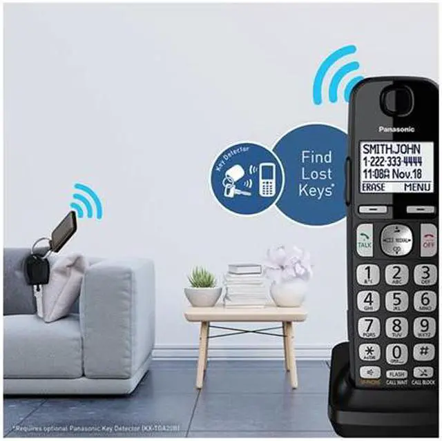 Alt view image 5 of 8 - Panasonic KX-TGE433B 3 Handset Cordless Phone