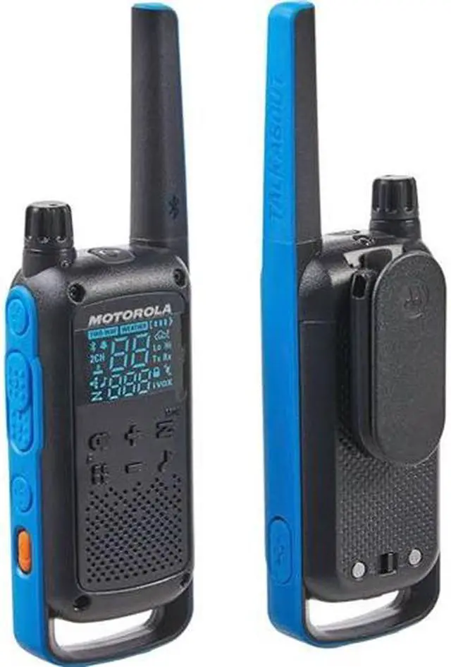 Alt view image 16 of 20 - Motorola T800 Two-Way Radio - 56KM Bluetooth Model, 2 Pack, Black/Blue
