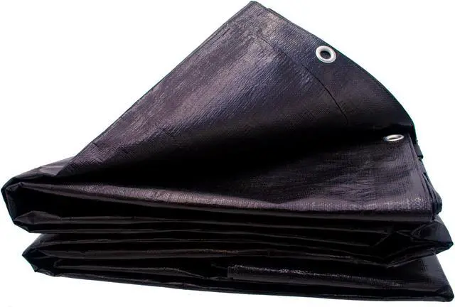 Alt view image 3 of 4 - Harpster Tarps 15 ft. x 15 ft. Heavy Duty 6 oz. Black Poly Tarp 12 Mil Thick