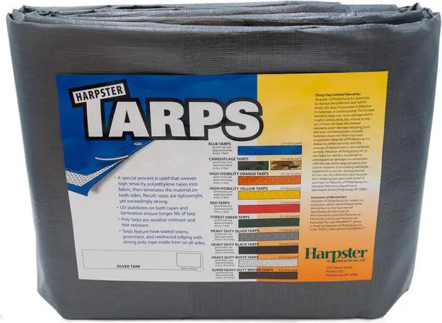 Main image of Harpster Tarps 10' x 10' Heavy Duty Silver 6 oz. Poly Tarp 12 Mil