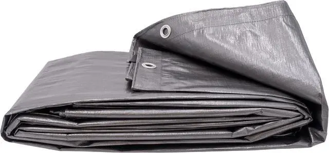 Alt view image 2 of 4 - Harpster Tarps 10' x 10' Heavy Duty Silver 6 oz. Poly Tarp 12 Mil
