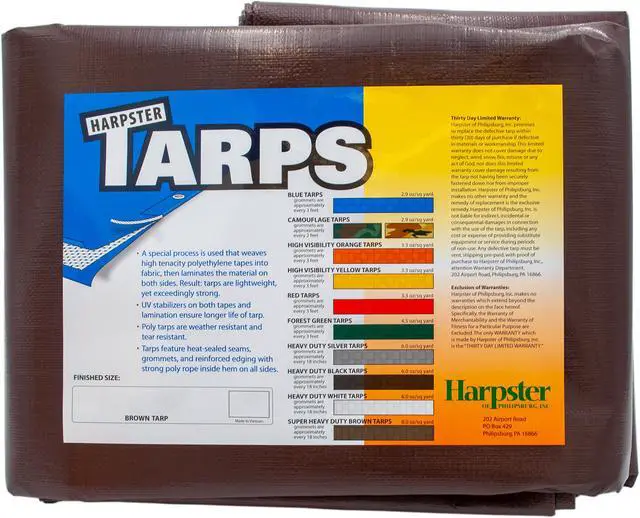 Main image of Harpster Tarps 12 ft. x 30 ft. Super Heavy Duty Brown 8 oz. Polyethylene Tarp - 16 Mil Thick