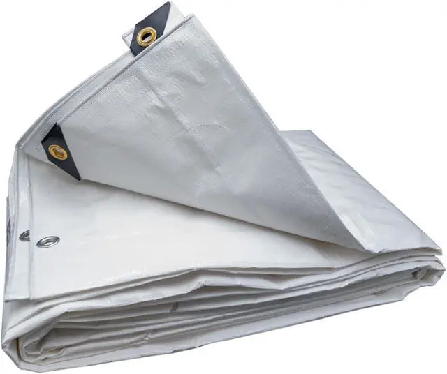Alt view image 2 of 4 - Harpster Tarps 10' x 12' Heavy Duty White 6 oz. Poly Tarp 12 Mil