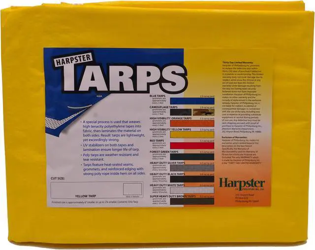Main image of Harpster Tarps 6' x 20' High Visibility Yellow 3.3 oz. Poly Tarp 8 Mil