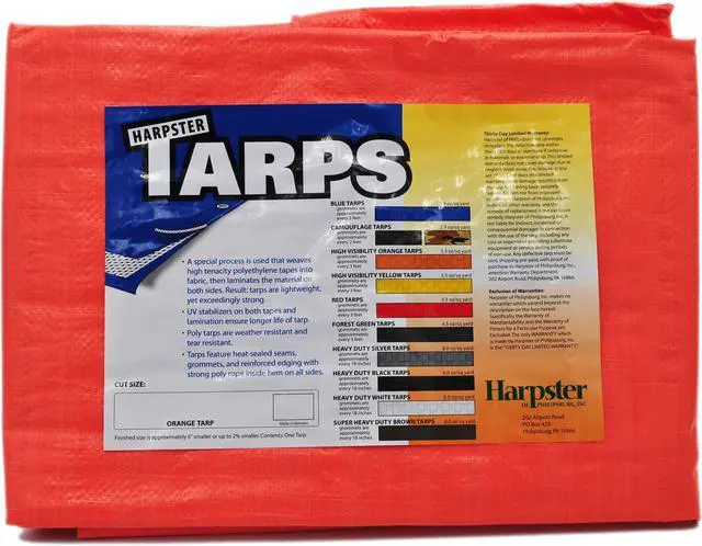 Main image of Harpster Tarps 20' x 20' High Visibility Orange 3.3 oz. Poly Tarp 8 Mil