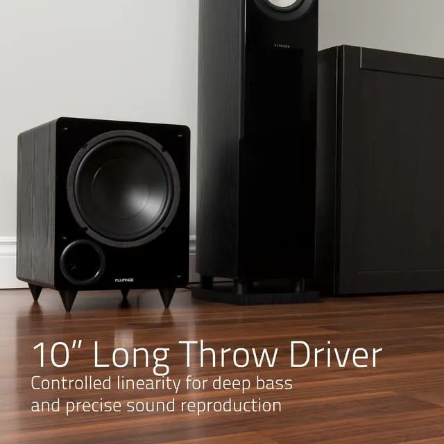 Alt view image 7 of 12 - Fluance DB10W 10-inch Low Frequency Powered Subwoofer for Home Theater (Natural Walnut)