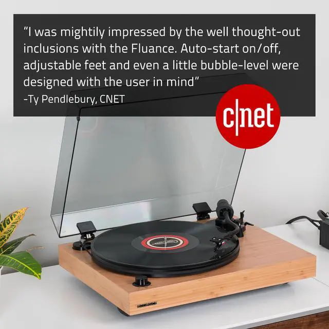 Alt view image 5 of 7 - Fluance RT82 Reference High Fidelity Vinyl Turntable Record Player with Ortofon OM10 Cartridge, Speed Control Motor, High Mass MDF Wood Plinth, Vibration Isolation Feet - Bamboo
