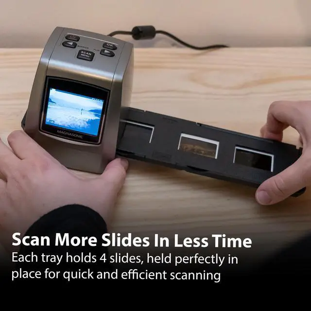 Alt view image 3 of 7 - Magnasonic Long Tray Slide Film Holder for 35mm Compatible Film Scanners, Holds 4 Slides to Speed up Processing Time, Easy To Use, Gently Flattens and Protects Film Edges - Set of 3 (ST01)
