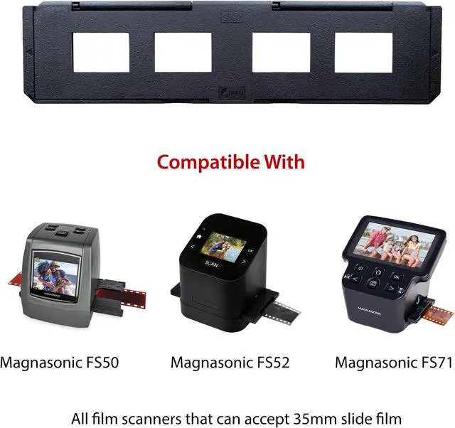 Alt view image 6 of 7 - Magnasonic Long Tray Slide Film Holder for 35mm Compatible Film Scanners, Holds 4 Slides to Speed up Processing Time, Easy To Use, Gently Flattens and Protects Film Edges - Set of 3 (ST01)