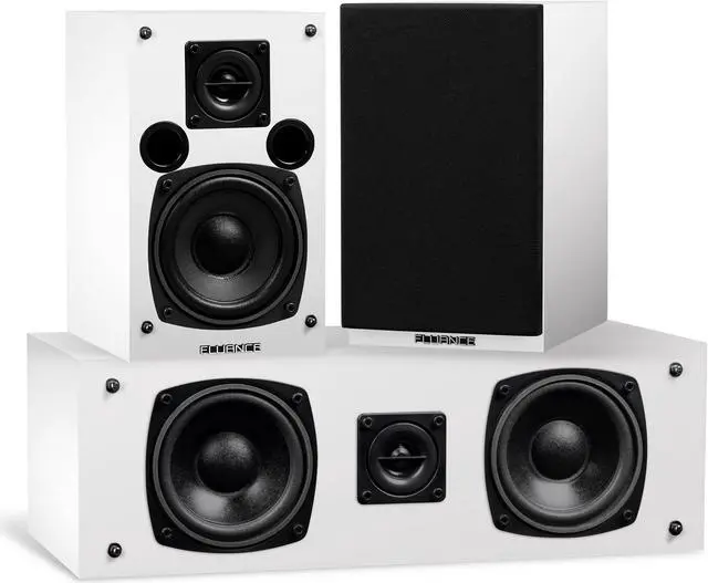 Alt view image 3 of 7 - Fluance Elite High Definition Compact Surround Sound Home Theater 5.1 Channel Speaker System including 2-Way Bookshelf, Center Channel, Rear Surrounds and DB10 Subwoofer - White (SX51WHC)