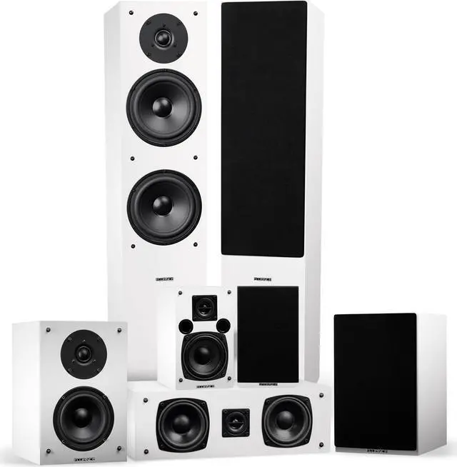 Main image of Fluance Elite High Definition Surround Sound Home Theater 7.0 Channel Speaker System including Three-way Floorstanding Towers, Center Channel, Surround and Rear Surround Speakers - White (SX70WHR)