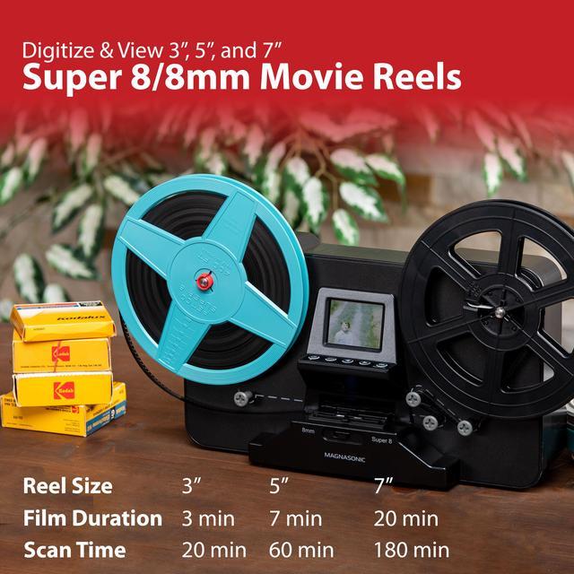 8mm & Super 8 Reels to Digital MovieMaker Film Scanner, Pro Film Digitizer  Machine with 2.4 LCD, Black (Convert 3 inch and 5 inch 8mm Super 8 Film  reels) with 32 GB