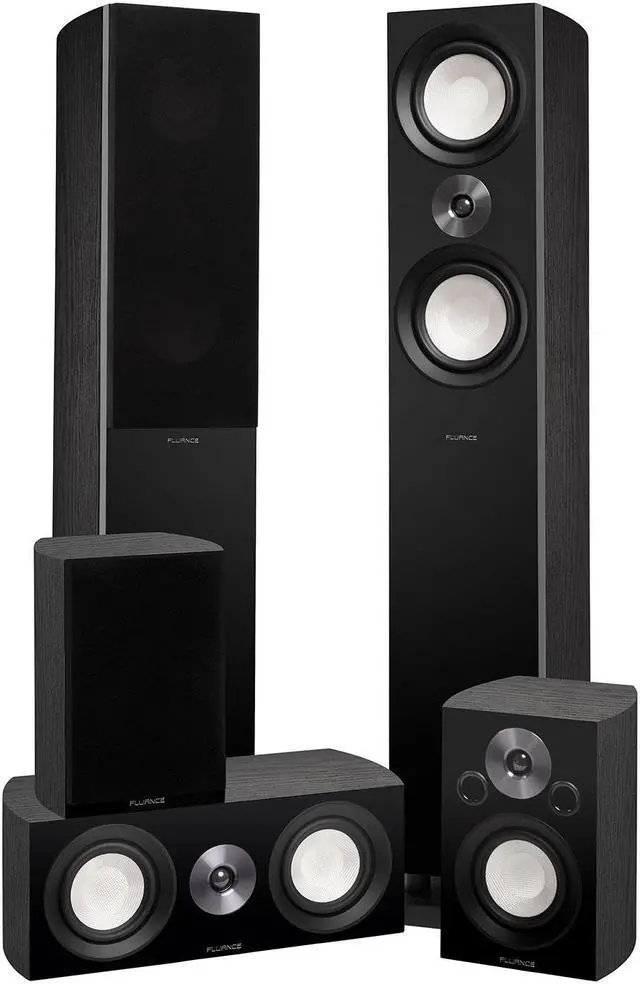 Main image of Fluance Reference High Performance Surround Sound Home Theater 5.0 Channel Speaker System including 3-Way Floorstanding Towers, Center Channel, and Rear Surround Speakers - Black Ash (XL8HTB)