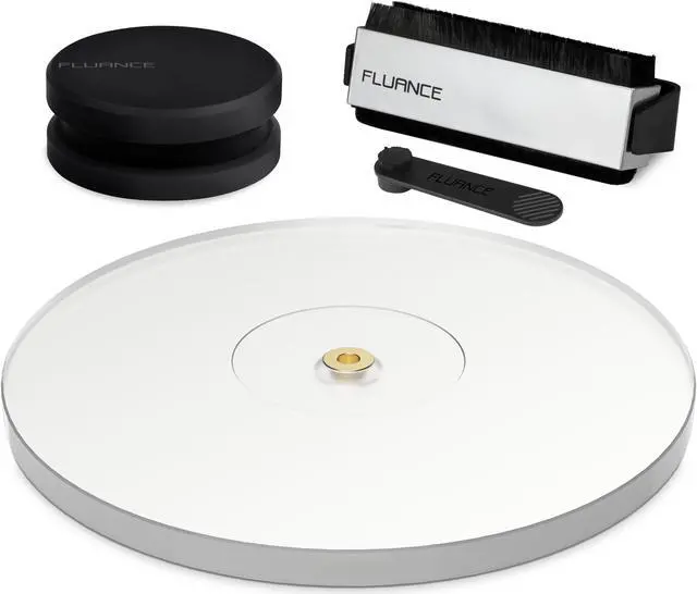 Main image of Fluance Vinyl Turntable and Record Accessory Kit With Record And Stylus Anti-Static Carbon Fiber Brushes, Frosted Acrylic Platter and Record Weight (VB52AP03RW03)