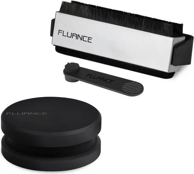 Main image of Fluance Vinyl Record Accessory Kit With Record and Stylus Anti-Static Carbon Fiber Brushes and Record Weight (VB52RW03)
