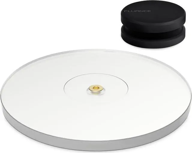 Main image of Fluance High Density Frosted Acrylic Platter For Fluance Reference Turntables RT82/RT83/RT84/RT85, includes HiFi Vinyl Record Weight 760 gram Steel LP Disc Stabilizer