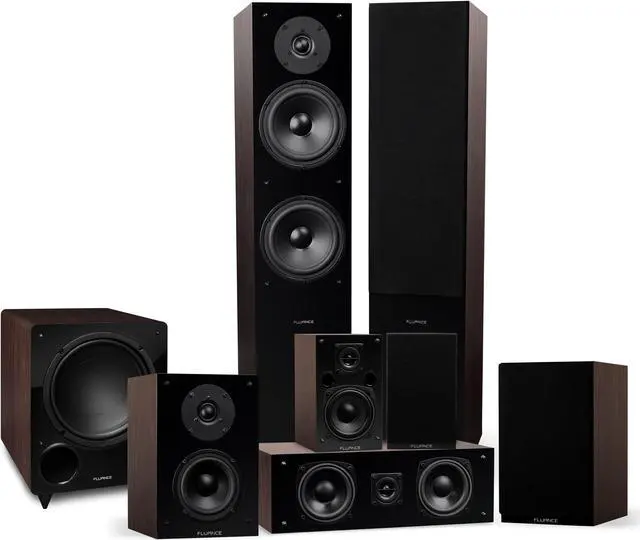 Main image of Fluance Elite High Definition Surround Sound Home Theater 7.1 Speaker System including Floorstanding Towers, Center Channel, Surround, Rear Surround Speakers, and DB10 Subwoofer - Walnut (SX71WR)