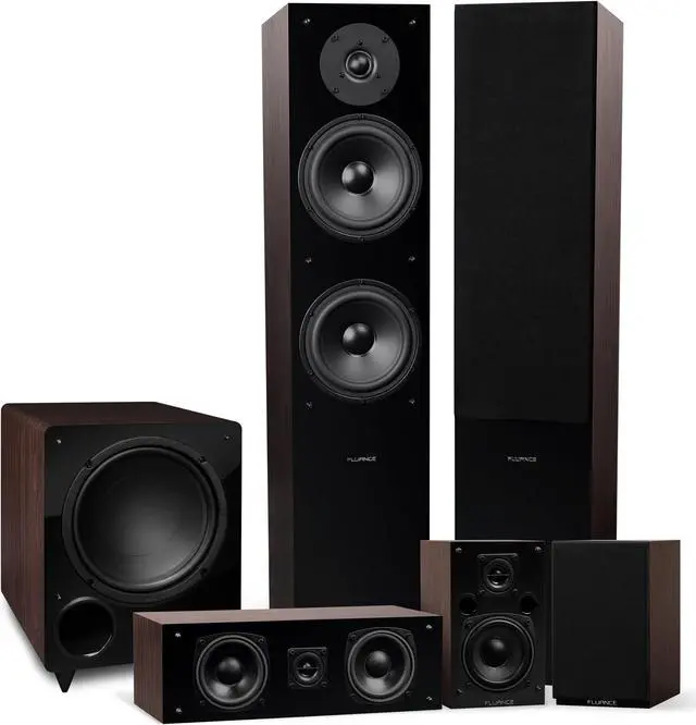 Main image of Fluance Elite High Definition Surround Sound Home Theater 5.1 Channel Speaker System including Three-way Floorstanding, Center Channel, Rear Surround Speakers and a DB10 Subwoofer - Walnut (SX51WR)