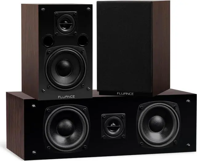 Alt view image 3 of 7 - Fluance Elite High Definition Surround Sound Home Theater 5.1 Channel Speaker System including Three-way Floorstanding, Center Channel, Rear Surround Speakers and a DB10 Subwoofer - Walnut (SX51WR)