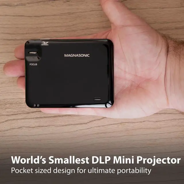 Alt view image 9 of 15 - Magnasonic LED Pocket Pico Video Projector, HDMI, Rechargeable Battery, Built-in Speaker, DLP, 60" Hi-Resolution Display for Streaming Movies, Presentations, Smartphones, Tablets, Laptops (PP60)