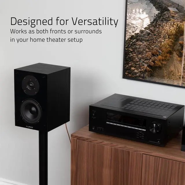 Alt view image 2 of 7 - Fluance Elite High Definition 2-Way Bookshelf Surround Sound Speakers for 2-Channel Stereo Listening or Home Theater System - Natural Walnut/Pair (SX6W)