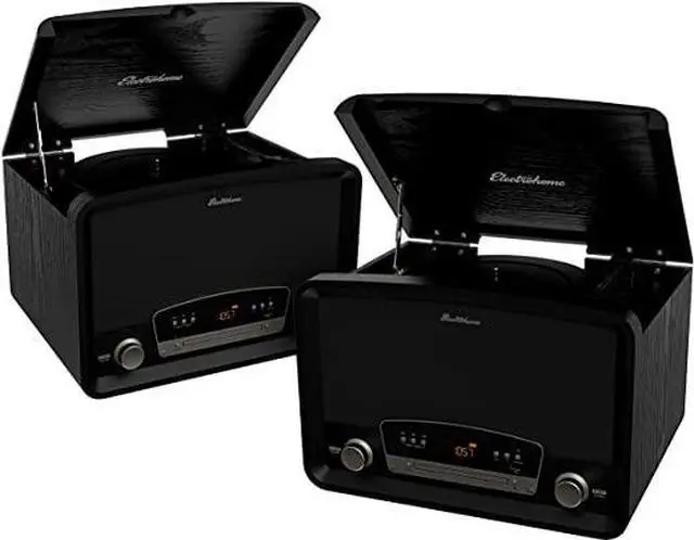 Main image of Electrohome Kingston 7-in-1 Vintage Vinyl Record Player Stereo System with 3-Speed Turntable, Bluetooth, AM/FM Radio, CD, Aux In, RCA/Headphone Out, Vinyl/CD to MP3 Recording & USB Playback - 2 PACK