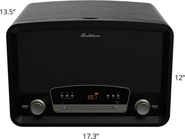 Alt view image 4 of 6 - Electrohome Kingston 7-in-1 Vintage Vinyl Record Player Stereo System with 3-Speed Turntable, Bluetooth, AM/FM Radio, CD, Aux In, RCA/Headphone Out with 1 Year Extended Warranty (RR75B)