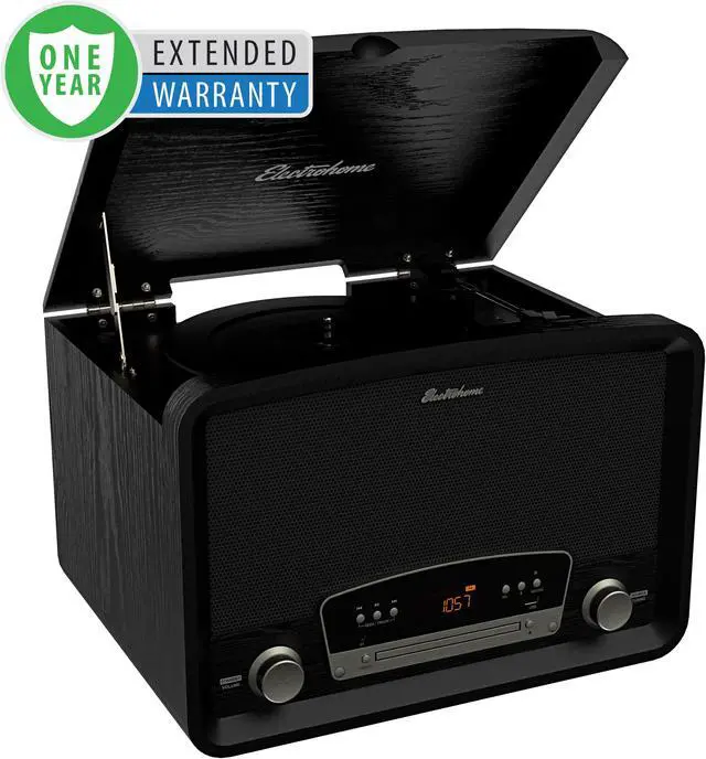 Main image of Electrohome Kingston 7-in-1 Vintage Vinyl Record Player Stereo System with 3-Speed Turntable, Bluetooth, AM/FM Radio, CD, Aux In, RCA/Headphone Out with 1 Year Extended Warranty (RR75B)