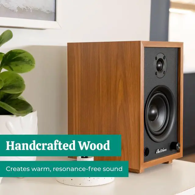 Alt view image 5 of 7 - Electrohome McKinley 2.0 Stereo Powered Bookshelf Speakers with Built-in Amplifier and 4" Drivers for Turntable, TV, PC and Wireless Music Streaming featuring Bluetooth 5, RCA and Aux (EB30)