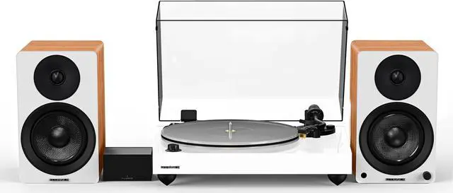 Main image of Fluance Reference RT85N High Fidelity Vinyl Turntable (White), PA10 Phono Preamp, Ai41 Powered 5" Bookshelf Speakers (Lucky Bamboo), Nagaoka MP-110 cartridge, 90W Class D Amplifier, Bluetooth