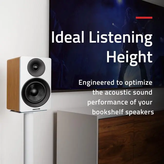 Alt view image 2 of 7 - Fluance Floor Speaker Stands for Surround Sound and Bookshelf Speakers with Solid Construction, Adjustable Floor Spikes, Rubber Isolation Feet, Cable Management, Square Base - Matte White/Pair SS05SWH