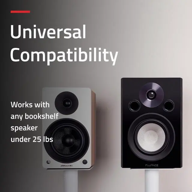 Alt view image 5 of 7 - Fluance Floor Speaker Stands for Surround Sound and Bookshelf Speakers with Solid Construction, Adjustable Floor Spikes, Rubber Isolation Feet, Cable Management, Square Base - Matte White/Pair SS05SWH