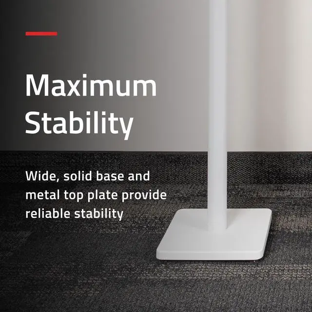 Alt view image 6 of 7 - Fluance Floor Speaker Stands for Surround Sound and Bookshelf Speakers with Solid Construction, Adjustable Floor Spikes, Rubber Isolation Feet, Cable Management, Square Base - Matte White/Pair SS05SWH