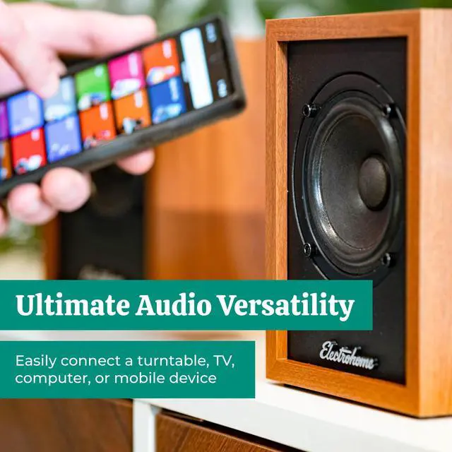Alt view image 3 of 7 - Electrohome Huntley Powered Bookshelf Speakers with Built-in Amplifier and 3" Drivers for Turntable, TV, PC and Wireless Music Streaming featuring Bluetooth 5, RCA and Aux (EBB10)