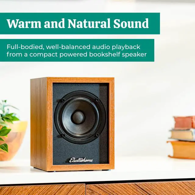 Alt view image 2 of 7 - Electrohome Huntley Powered Bookshelf Speakers with Built-in Amplifier and 3" Drivers for Turntable, TV, PC and Wireless Music Streaming featuring Bluetooth 5, RCA and Aux (EBB10)