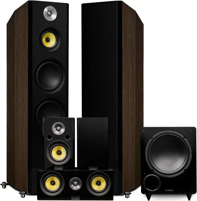 Main image of Fluance Signature HiFi Surround Sound Home Theater 5.1 Channel Speaker System including 3-Way Floorstanding Tower, Center Channel, Rear Surrounds and DB10 Subwoofer - Natural Walnut (HF51WR)