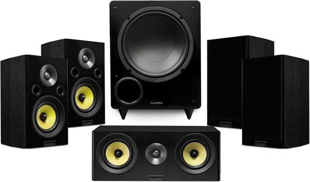 Alt view image 8 of 9 - Fluance Signature HiFi Compact Surround Sound Home Theater 5.1 Channel Speaker System including 2-Way Bookshelf, Center Channel, Rear Surround Speakers and DB10 Subwoofer - Black Ash (HF51BC)