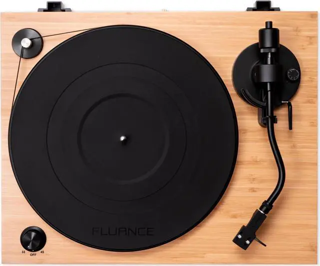 Alt view image 5 of 7 - Fluance RT83 Reference High Fidelity Vinyl Turntable Record Player with Ortofon 2M Red Cartridge, Speed Control Motor, High Mass MDF Wood Plinth, Vibration Isolation Feet - Bamboo