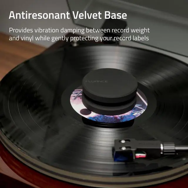Alt view image 7 of 7 - Fluance Turntable Isolation Base Anti-Vibration Wood Platform And HiFi Vinyl Record Weight Stabilizer with Rubberized Finish - Piano Black