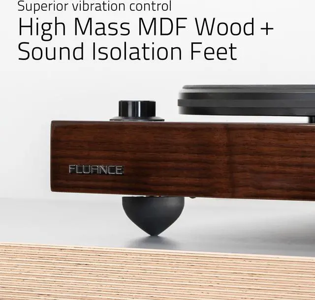 Alt view image 6 of 7 - Fluance RT82 Reference High Fidelity Vinyl Turntable Record Player with Ortofon OM10 Cartridge And Anti-Vibration Wood Isolation Base - Natural Walnut