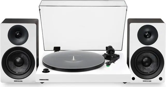 Main image of Fluance RT81+ Elite HiFi Vinyl Turntable (White) and Ai41 Powered Bookshelf Speakers (White Walnut) Bundle: High Fidelity Sound, Integrated Amplifier, Audio Technica Cartridge