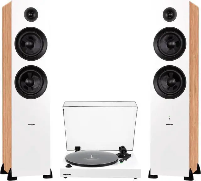 Main image of Fluance RT81+ Turntable (White) and Ai81 Tower Speakers (Lucky Bamboo) Bundle: High Fidelity Vinyl Playback & Powerful Stereo Sound, Integrated Amplifiers