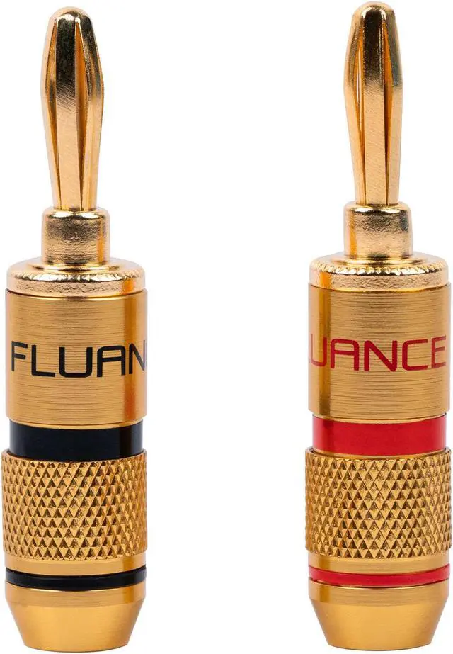 Main image of Fluance Banana Plug for Speaker Wire Double Screwed 24K Gold-plated color-coded connectors compatible with 16 to 12 AWG speaker wire for HiFi Sound Systems Home Theater Audio/Video Receiver Amplifiers