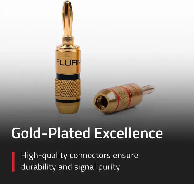 Alt view image 3 of 7 - Fluance Banana Plug for Speaker Wire Double Screwed 24K Gold-plated color-coded connectors compatible with 16 to 12 AWG speaker wire for HiFi Sound Systems Home Theater Audio/Video Receiver Amplifiers