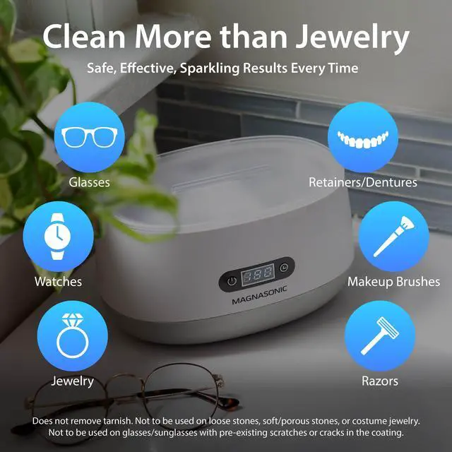 Alt view image 10 of 14 - Magnasonic Ultrasonic Cleaner - 20oz Stainless Steel Tank, Digital Timer, 5 Cleaning Modes, Ultrasonic Jewelry Cleaner for All Jewelry, Eyeglasses, Watches, Dentures, Retainers and More