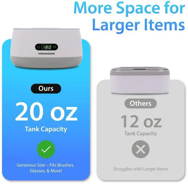 Alt view image 14 of 14 - Magnasonic Ultrasonic Cleaner - 20oz Stainless Steel Tank, Digital Timer, 5 Cleaning Modes, Ultrasonic Jewelry Cleaner for All Jewelry, Eyeglasses, Watches, Dentures, Retainers and More