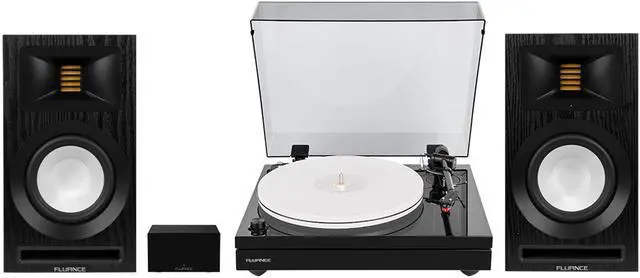 Main image of Fluance RT87 Reference High Fidelity Dual-Plinth Turntable with AT-VM95ML Cartridge, Ri71 Powered Bookshelf Speakers, PA10 Phono Preamp (Piano Black)