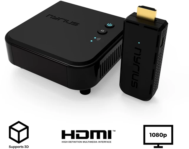 Alt view image 5 of 7 - Nyrius ARIES Pro Wireless HDMI Transmitter and Receiver To Stream HD 1080p 3D Video From Laptop, PC, Cable, Netflix, YouTube, PS4, Drones, Pro Camera, To HDTV/Projector/Monitor - 5 PACK
