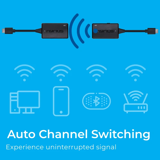 Alt view image 5 of 7 - Nyrius Phoenix Prime 4K30 Wireless HDMI-to-HDMI Video Transmitter & Receiver, Plug & Play Extender, Stream Ultra HD up to 150ft from PC, Laptop, Cable/Satellite Box to a TV or Projector (TDD30)