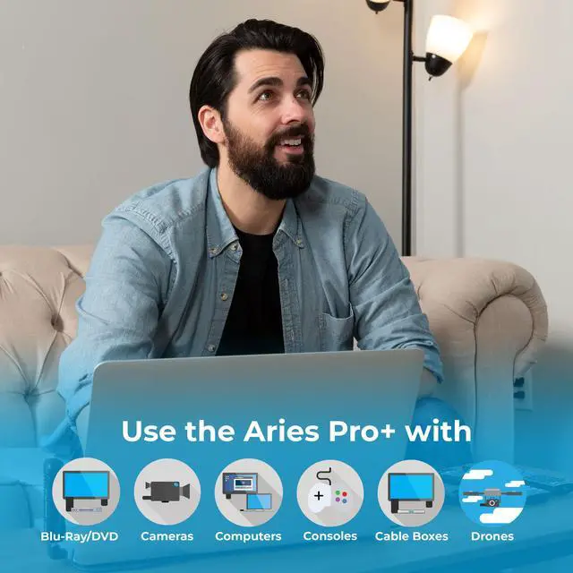 Alt view image 5 of 7 - Nyrius ARIES Pro+ Wireless HDMI Video Transmitter & Receiver to Stream 1080p Video up to 165ft from Laptop, PC, Cable Box, Game Console, DSLR Camera to a TV, Projector or Boardroom Screen (NPCS650)